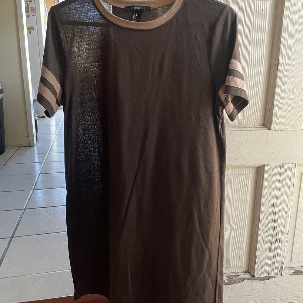 Brown and Tan Women's Dress
